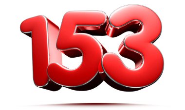 Beyaz zemin üzerinde yuvarlak kırmızı numara 153 3D illüstrasyon çalışma yolu var.