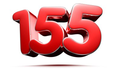 Beyaz zemin üzerinde yuvarlak kırmızı numara 155 3D illüstrasyon çalışma yolu var.