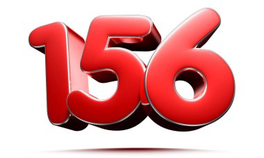 Beyaz zemin üzerinde yuvarlak kırmızı numara 156 3D illüstrasyon çalışma yolu var.