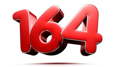 Beyaz arkaplanda yuvarlak kırmızı numara 164 3D illüstrasyon çalışma yoluna sahip.