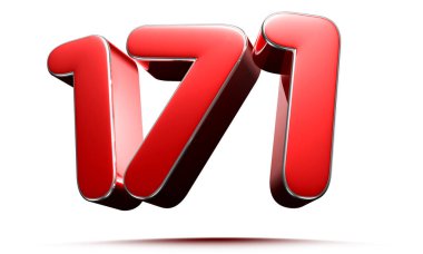 Beyaz arkaplandaki yuvarlak kırmızı numara 1713 boyutlu illüstrasyonun çalışma yolu.