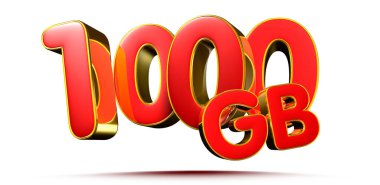 Altın kenarlı 1000 GB Kırmızı beyaz zemin üzerinde 3D resimleme çalışma yolu var.
