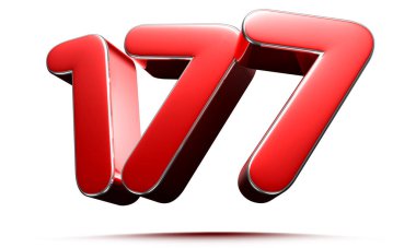 Beyaz zemin üzerinde yuvarlak kırmızı numara 177 3D illüstrasyon çalışma yolu var.