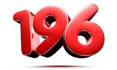 Beyaz arkaplandaki yuvarlak kırmızı numara 196 3D illüstrasyonun çalışma yolu.