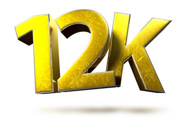 Beyaz arkaplandaki 12K Altın 3D illüstrasyonun çalışma yolu.