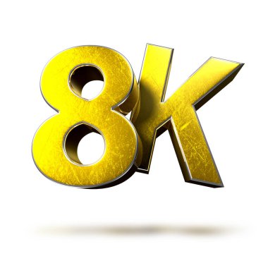 Beyaz arkaplandaki 8K Altın 3D illüstrasyonun çalışma yolu.