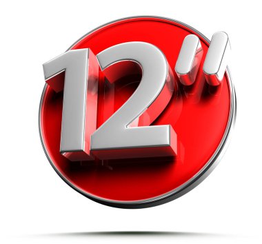 Beyaz arkaplandaki etiket boyutu 12 inç 3D resimleme çalışma yoluna sahip.