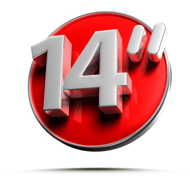 Beyaz arkaplandaki etiket boyutu 14 inç 3D resimleme çalışma yoluna sahip.