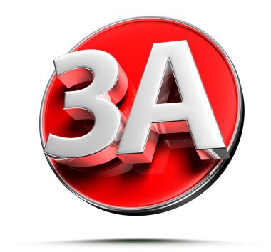 3A red circle 3D illustration on white background have work path.