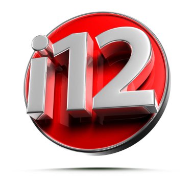 Beyaz arkaplandaki i12 kırmızı daire 3D illüstrasyonunun çalışma yolu.