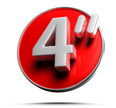 Label size 4 inch 3D illustration on white background have work path.