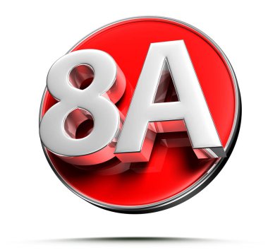 Beyaz arkaplandaki 8A kırmızı daire 3D illüstrasyonunun çalışma yolu.