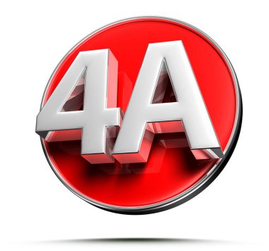 Beyaz arkaplandaki 4A kırmızı daire 3D illüstrasyonun çalışma yolu.