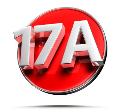 17A kırmızı daire 3D resim beyaz arkaplan çalışma yolu var.