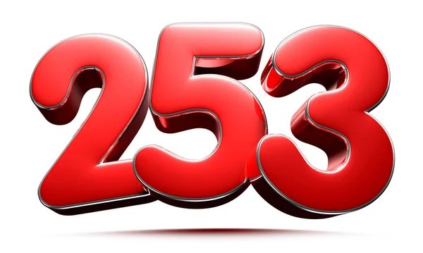 四舍五入的红色数字253在白色背景上的3D插图有工作路径 广告标志 产品设计 产品销售 — 图库照片
