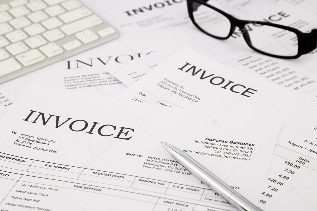 invoices and bills on office table