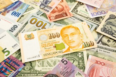Singapur ve dünya para birimi para banknot