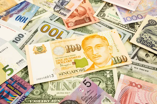 Singapore  and world currency money banknote — Stock Photo, Image