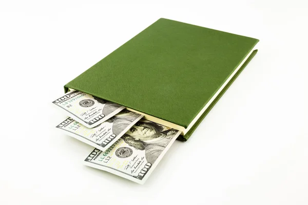 Dollar money banknotes and book — Stock Photo, Image