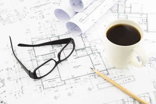 House blueprints for architecture business — Stock Photo, Image
