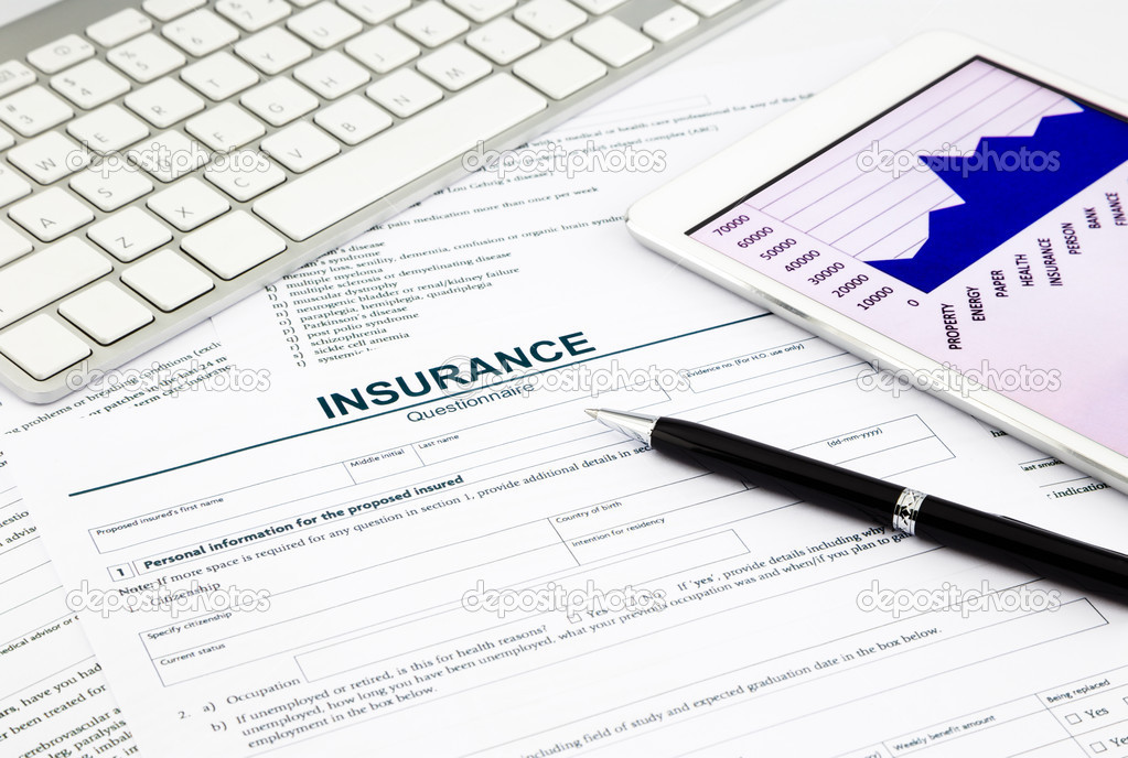 insurance questionnaire and tablet 
