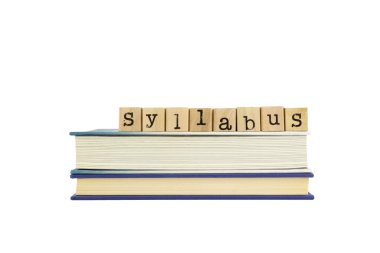 syllabus word on wood stamps and books clipart