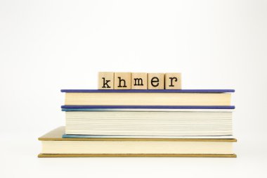 Khmer dili word ahşap pullar ve kitaplar