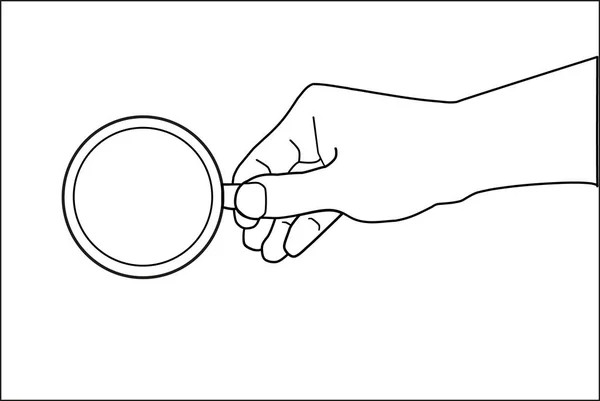 Man Hand Holding Cup Line Art Concept — Stock Vector