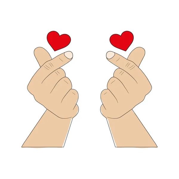 Mężczyzna Trzyma Rękę Znakiem Miłości Koreański Gest — Wektor stockowy