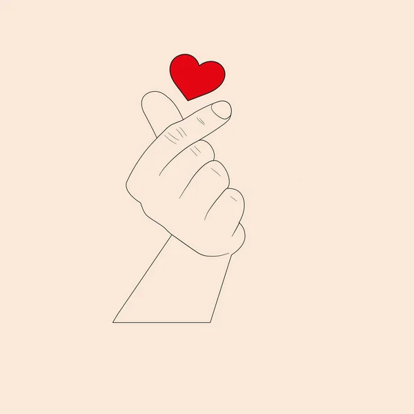 Ręka Mężczyzny Znakiem Miłości Koreański Gest — Wektor stockowy