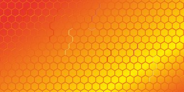 Red and orange  honeycomb, flat, vector illustration