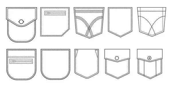 Collection Pockets Icons Vector Design — Stock Vector