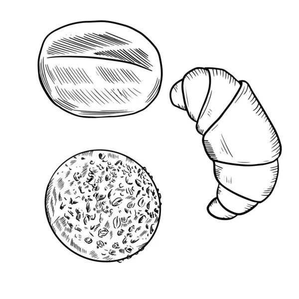 Çörek, kruvasan. Satır sanatı.