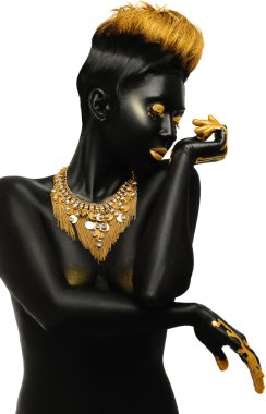 dark-skinned with golden decor