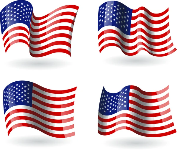 4 Flaggen der Vereinigten Staaten von Amerika — Stockvektor