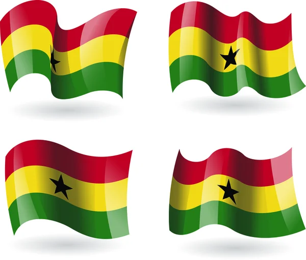 4 Drapeaux du Ghana — Image vectorielle
