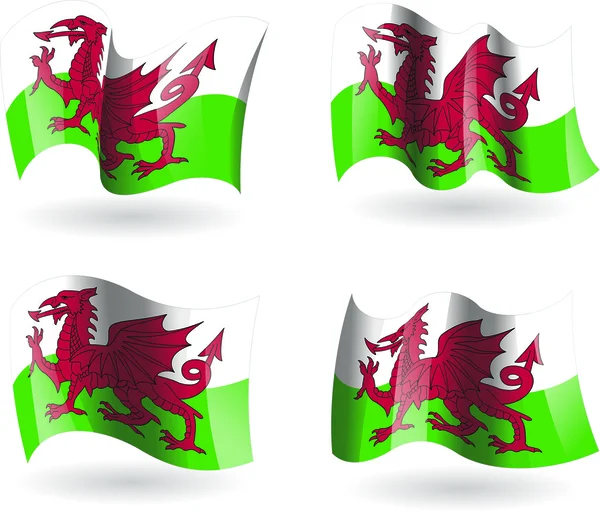 4 Bandeiras do País de Gales — Vetor de Stock