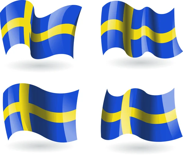 4 schwedische Flaggen — Stockvektor