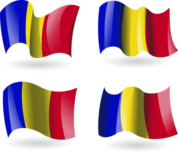 4 Drapeaux de Roumanie — Image vectorielle