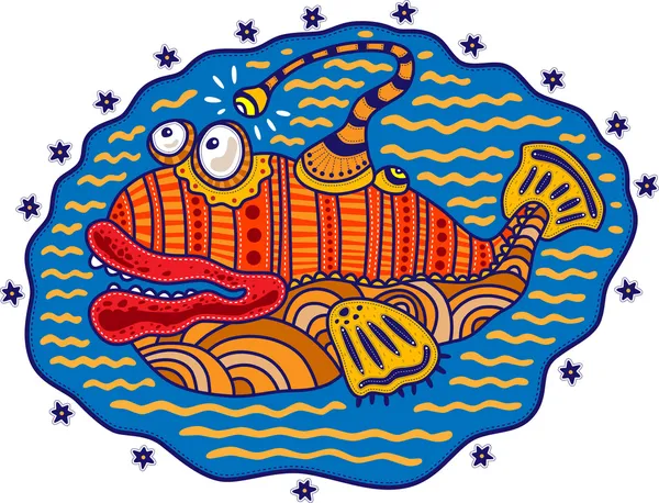 Decorative fish with big eyes and a flashlight on his head. Stock Illustration