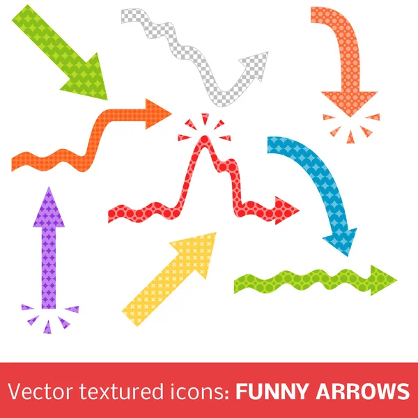 Colorful textured arrows set — Stock Vector
