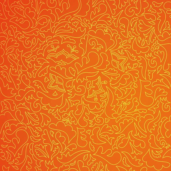 Patrón naranja abstracto con fondo floral — Vector de stock