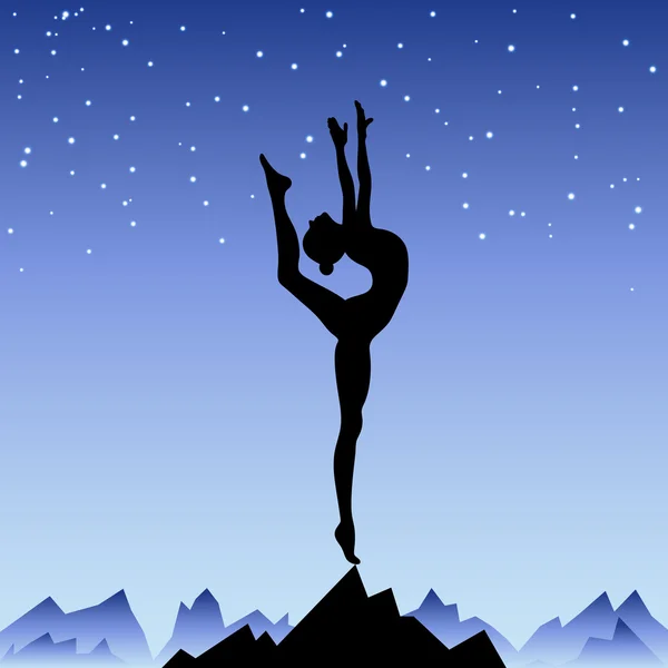Krásné pružné dívka gymnastka na jedné noze. — Stockový vektor