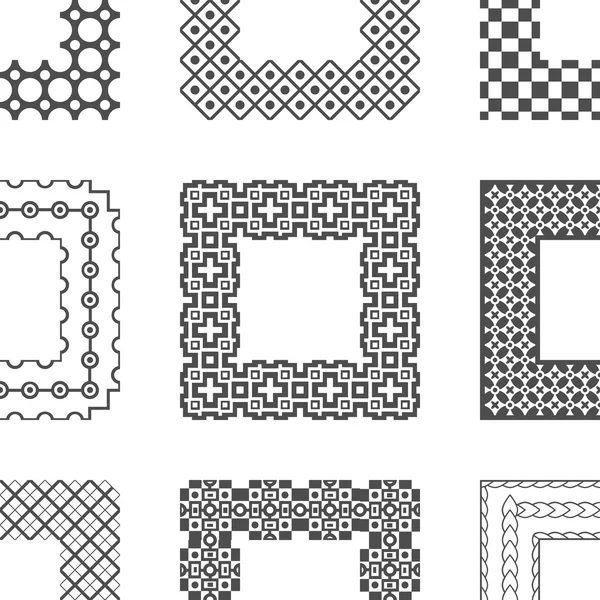 Cepillos de patrón vectorial diferentes universales con esquina — Archivo Imágenes Vectoriales