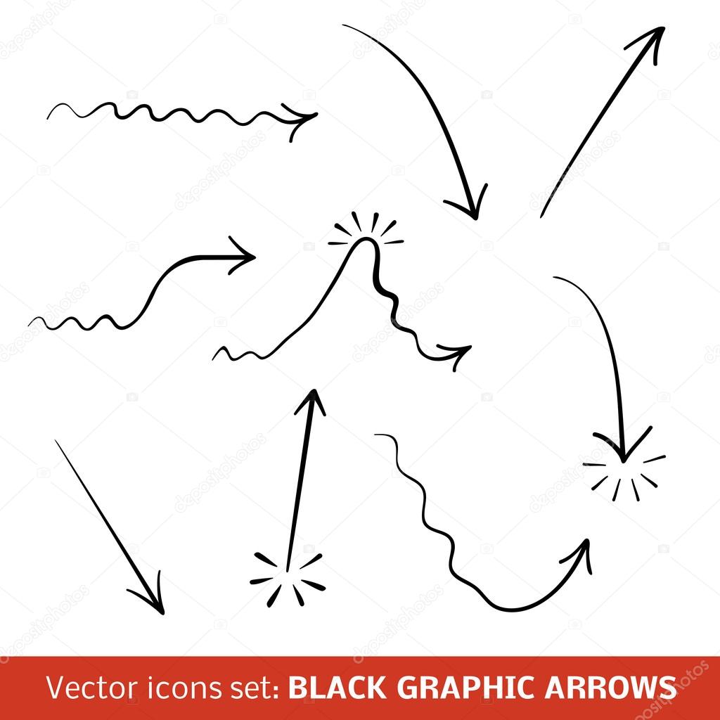 Black graphic arrows set. Vector illustration