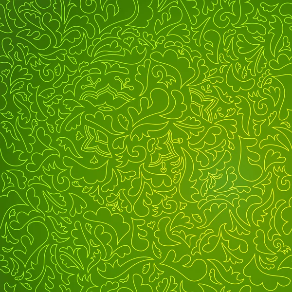 Patrón verde abstracto con fondo floral — Vector de stock