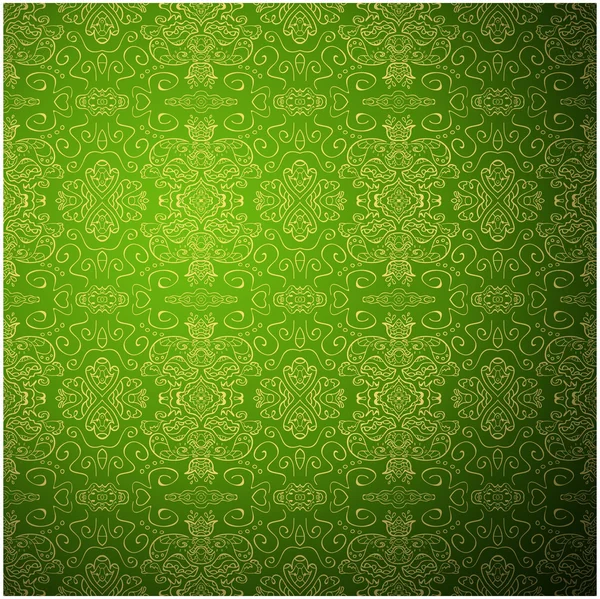 Antique pattern background. Green seamless wallpaper — Stock Vector