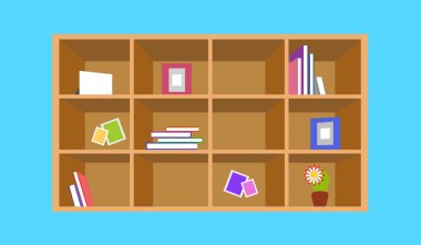 şeyler ile ahşap kitaplık