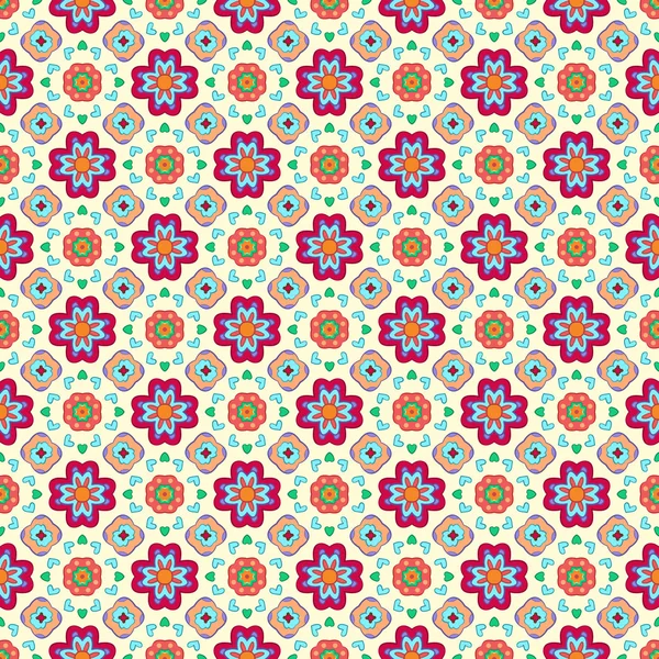 Geometrische abstracte kleurrijke bloemenpatroon op lichte achtergrond. — Stockvector