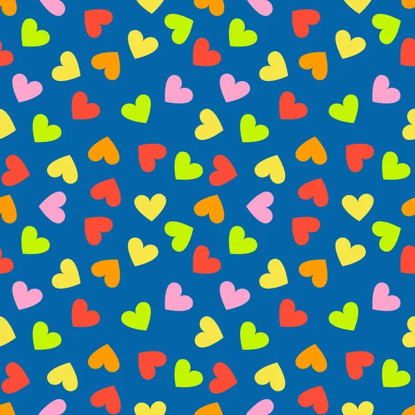 Fondo de patrón de corazón colorido aleatorio vintage sin costuras — Vector de stock